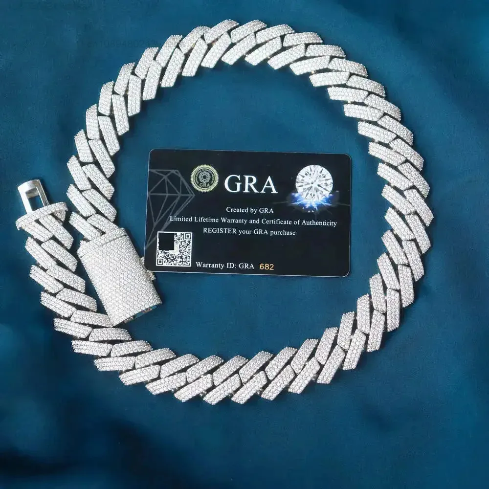 

Кубинская цепочка в стиле хип-хоп с бриллиантами, стерлинговое серебро 925 пробы, позолоченное ожерелье 20 мм, американское модное ожерелье в стиле хип-хоп