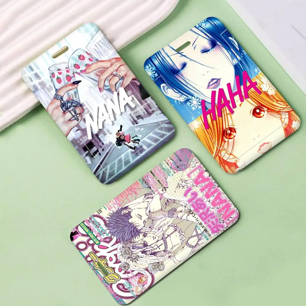 Anime NANA 1Set Working Permit Case Exhibition ID Card Sleeve Holder with Lanyard Work Card Cover Neck Strap