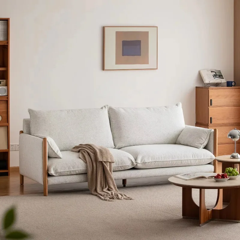 

Modern minimalist chenille upholstered, three-seater sofa bed removable, washable small apartment living room furniture