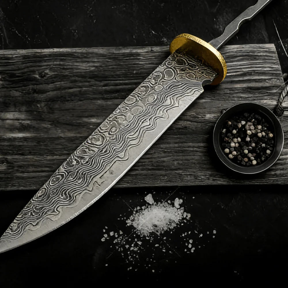 Premium Damascus Steel Fixed Blade Knife Blank Semi-Finished DIY Insert Tool Parts Professional Knife Making Accessories