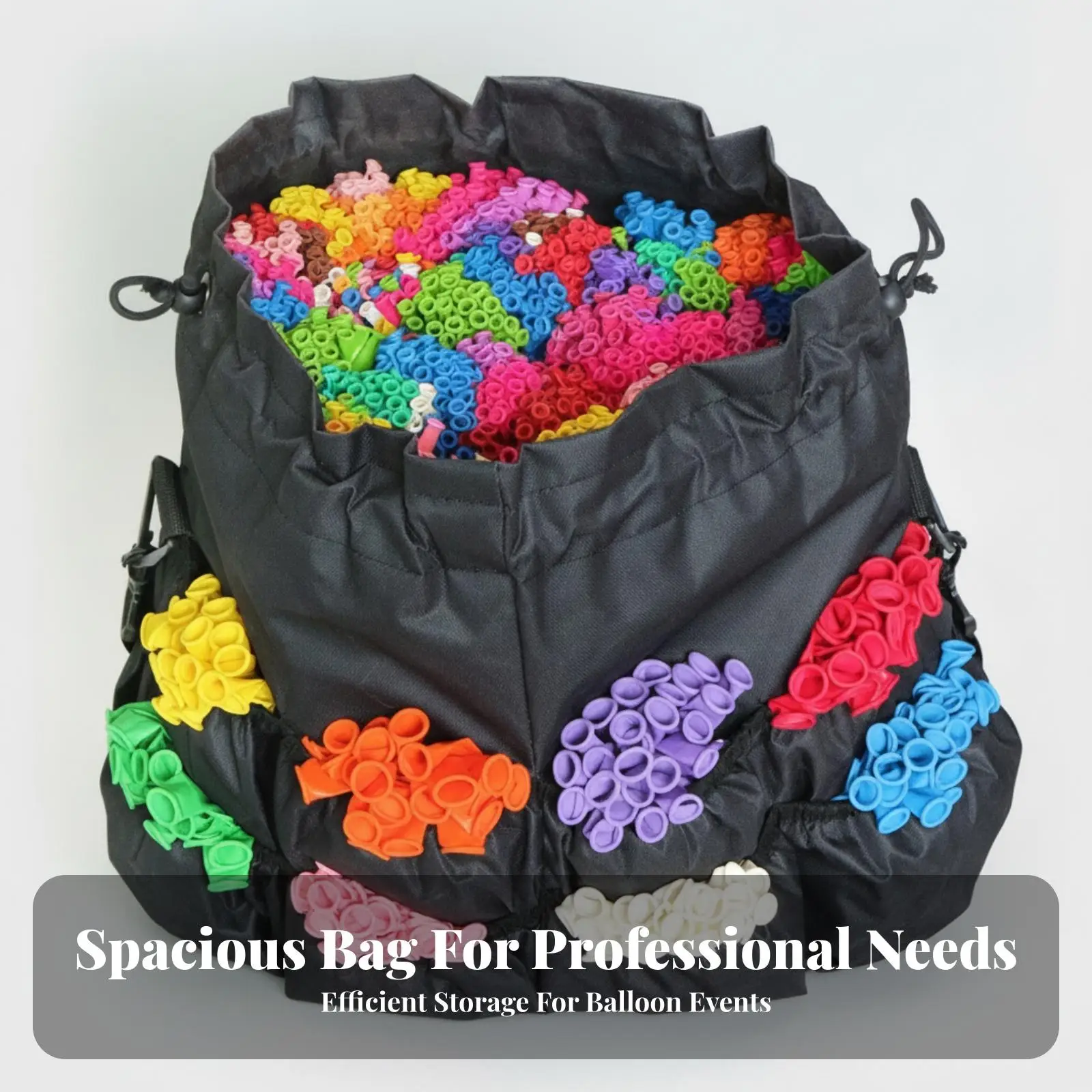 Balloon Supply Organizer Pouch with Shoulder Strap Nylon Bag for Artist Drawstring Top and Exterior Pockets for Tools