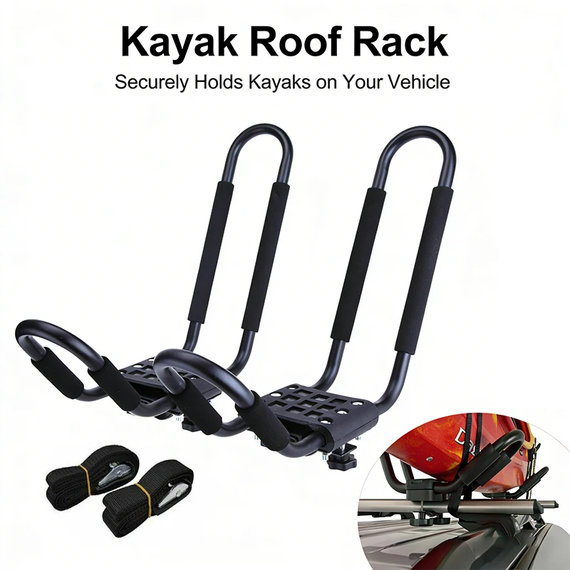2pcs Universal Kayak Roof Rack Carrier for Rooftop Paddle Boat Surf Ski Canoe - Vehicle Top Mount Boat Accessories