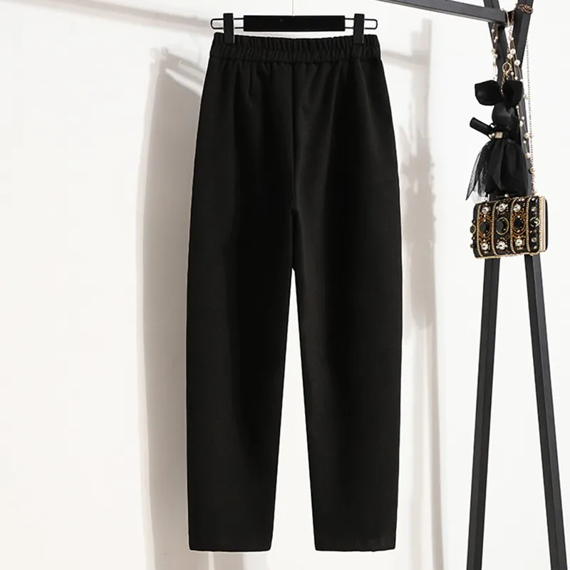 Women Ankle-length Casual Pants New Arrival 2022 Spring Simple Style All-match Woolen Ladies High Waist Harem Pants B1605