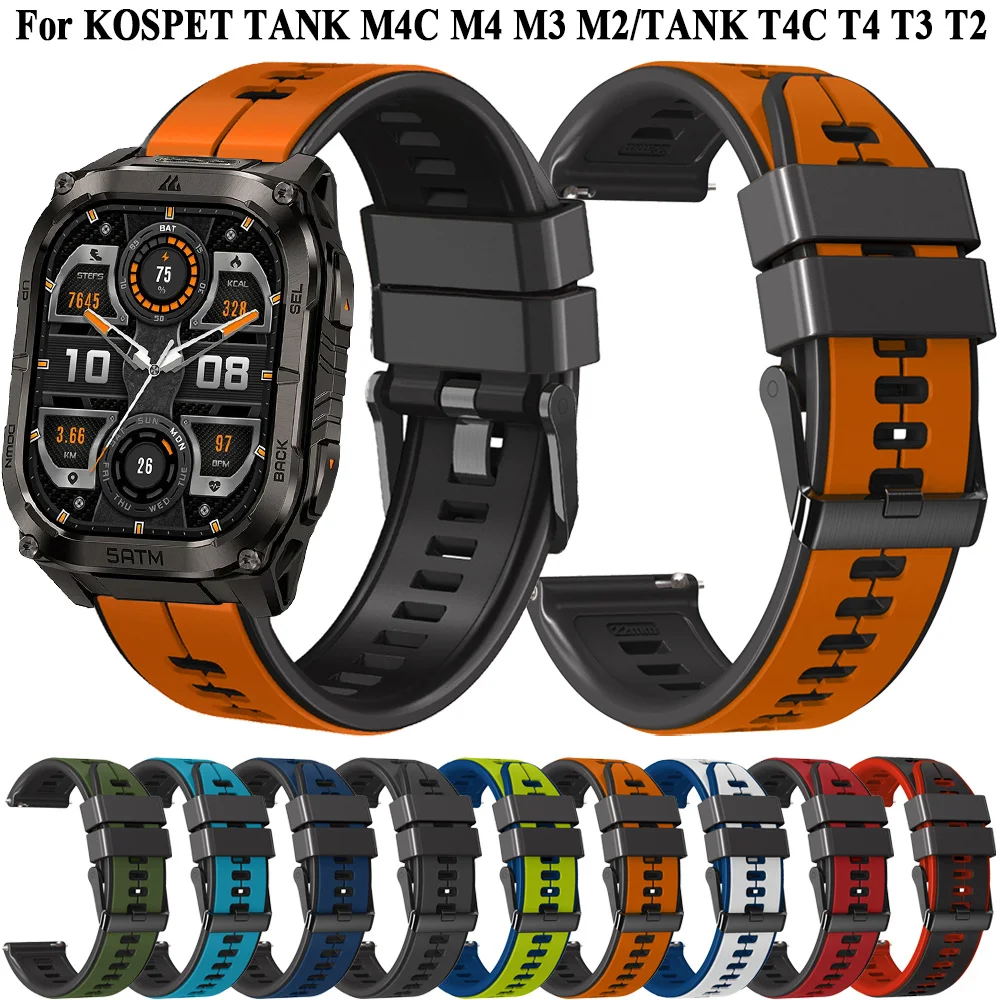 Correa de Silicona para Reloj Inteligente KOSPET TANK M4C M4 M3 Ultra M2, Correa de Repuesto para Reloj KOSPET TANK T4C T4 T3 Ultra 2 T2, Correa de Muñeca de 22 mm
