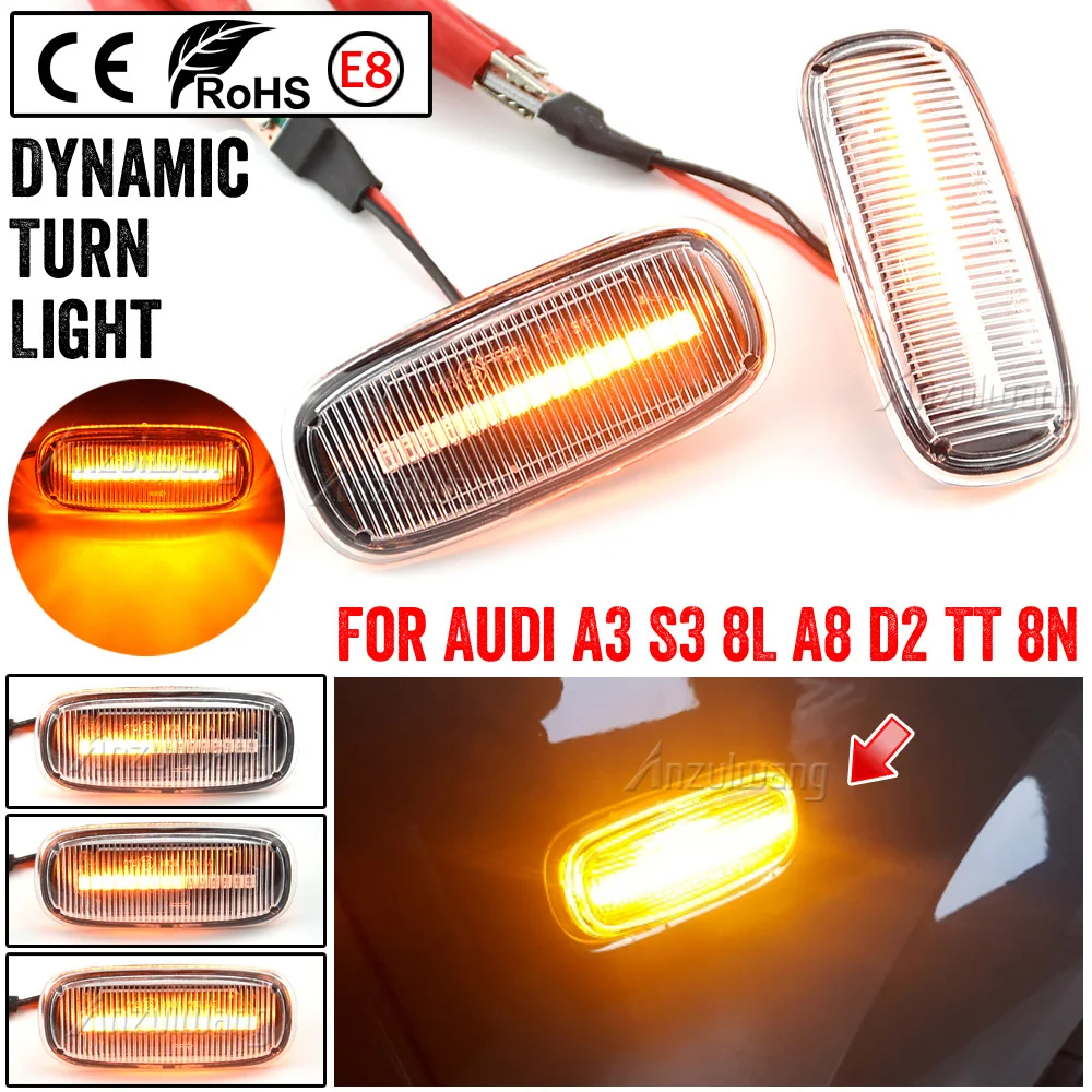 

Fit For Audi A8 D2 1999-2002 2pcs LED Dynamic Side Marker Light Turn Signal Light Indicator 8N0 949 127A