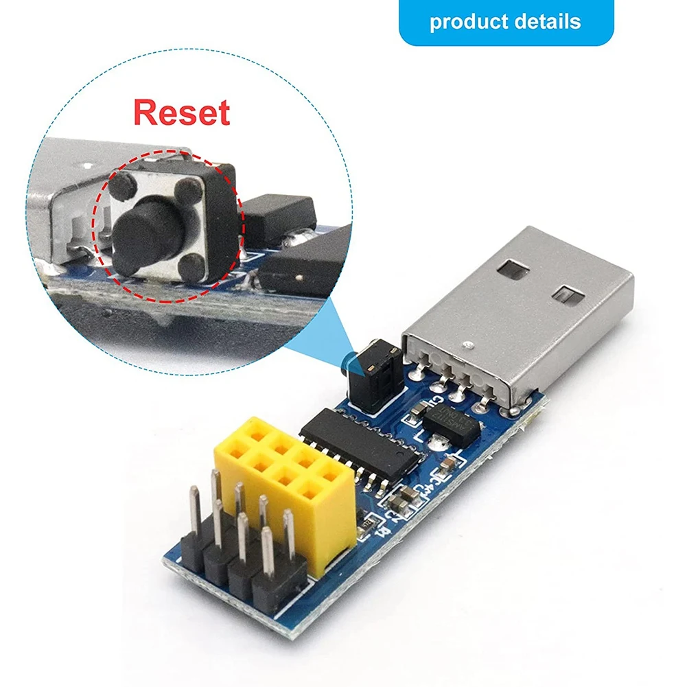 USB to ESP8266 Breakout CH340C ESP-01 ESP-01S Prog WiFi Programmer Downloader Adapter with Reset Auto Download Circuit