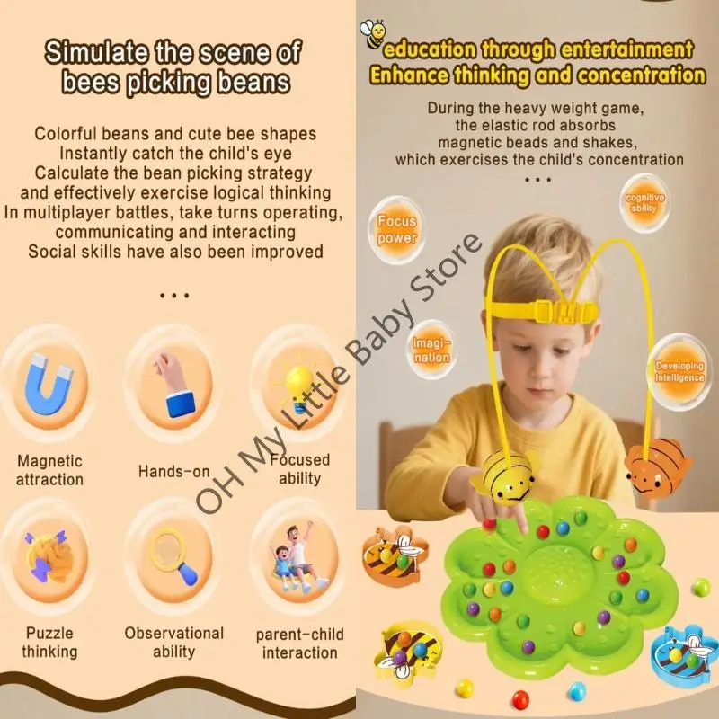 M76C Bees ลูกปัดของเล่นตกปลาสำหรับเด็กที่มีการจดจำสีและการจัดเก็บขนาดกะทัดรัด