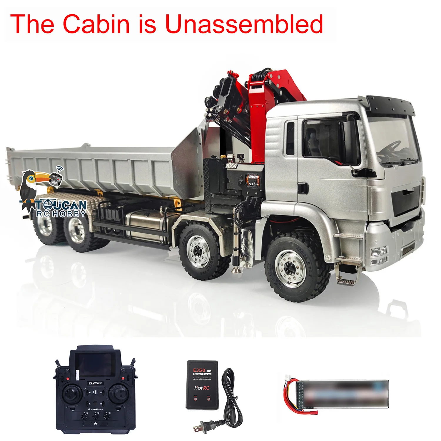 1/14 LESU TOUCAN Metal Hydraulic Dump Roll-on Crane RC Truck Construction Vehicle Model W/ Radio Battery Outdoor Toys THZH1241