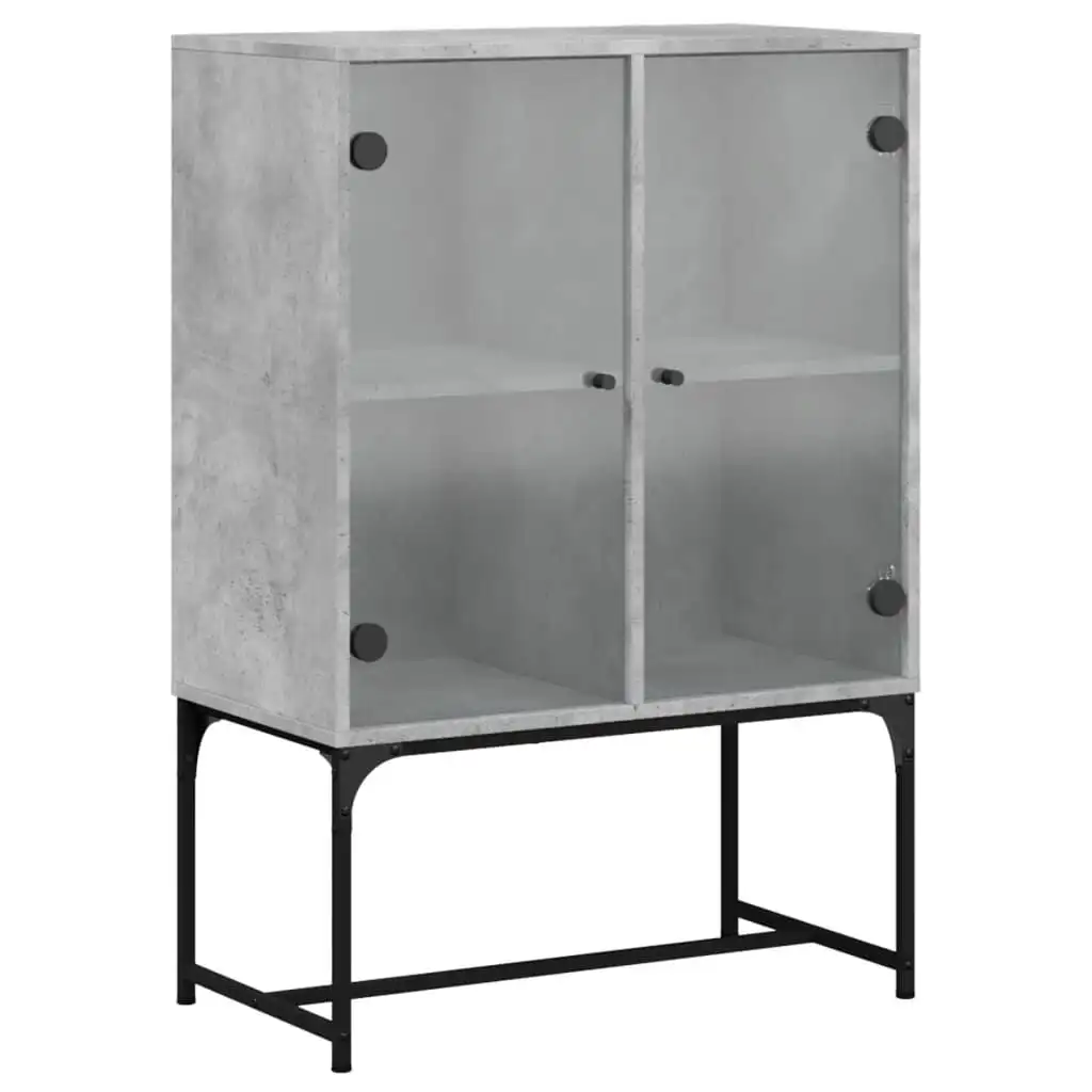 vidaXL Armoire latérale avec portes en verre gris béton 69x37x100 cm
