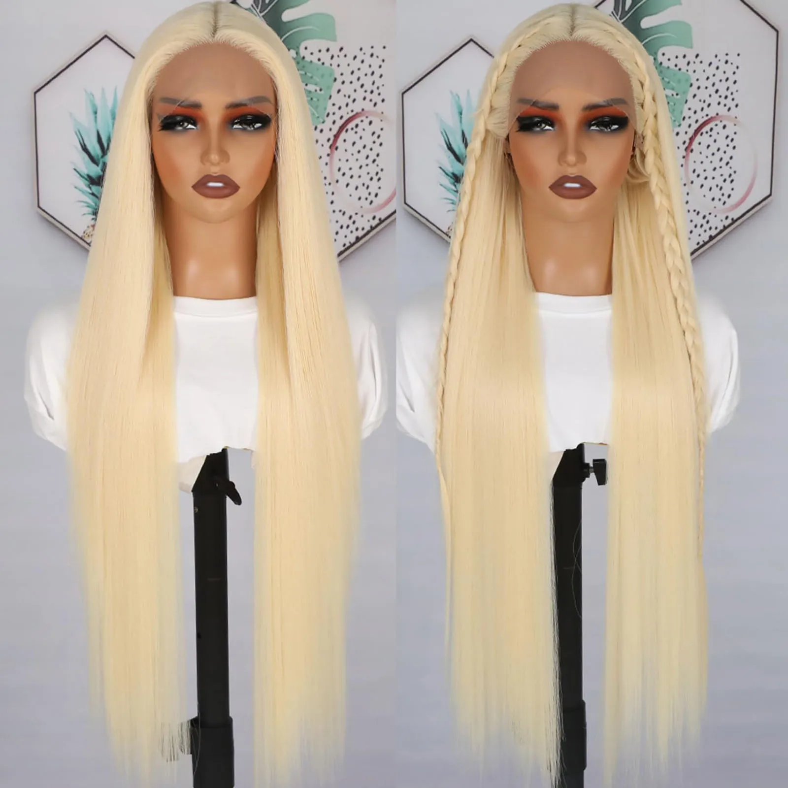 13x4 13x6 Full Frontal Lace 613 Blonde Colored Bone Straight Human Hair Wigs Lace Front Wigs For Women 34 36Inch 100% Human Hair image 5