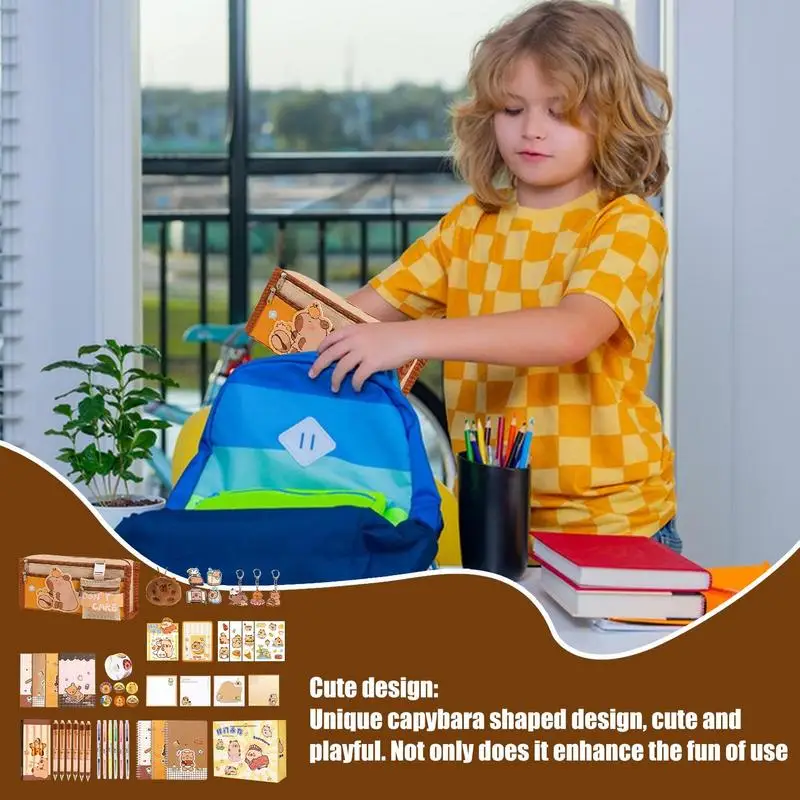 Tier-Briefpapier-Set, großes Fassungsvermögen, Federmäppchen mit Fächern, Schulanfangszubehör für Studenten, inklusive Notizbüchern