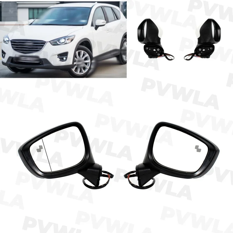 For Mazda CX-5 2015 2016 2017 Pair Left+Right Side 9 Pins Spray-free White Painted Rear Mirror Assembly