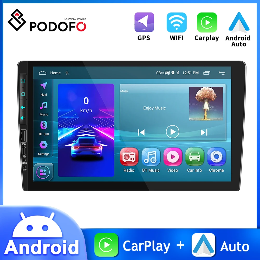 

Podofo Android 2Din Car Radio 9Inch Car Multimedia Player GPS Navigation Carplay Android Auto For VW Nissan Ford 2din Autoradio