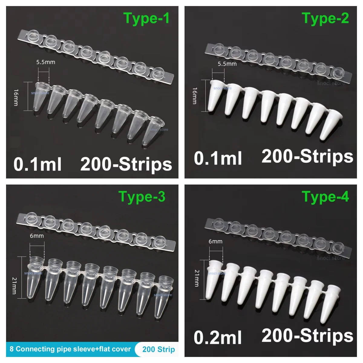 0.1/0.2 مللي Pcr 8/12 شرائط أنبوب مختبر الإسفار الكمي PCR أنبوب قطاع 125/200 قطعة PP أنبوب الطرد المركزي مع غطاء مختبر المورد