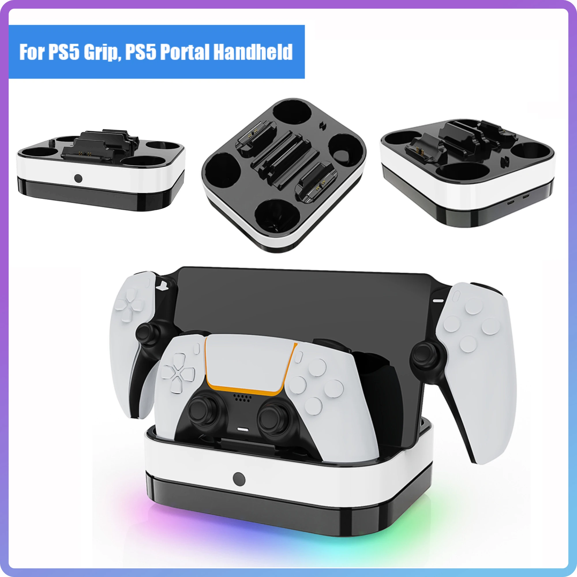 

For Ps5 Controller Dual Charging Dock Station with LED Charge Indicator Portable Charger Stand Holder for Playstation 5 Portal