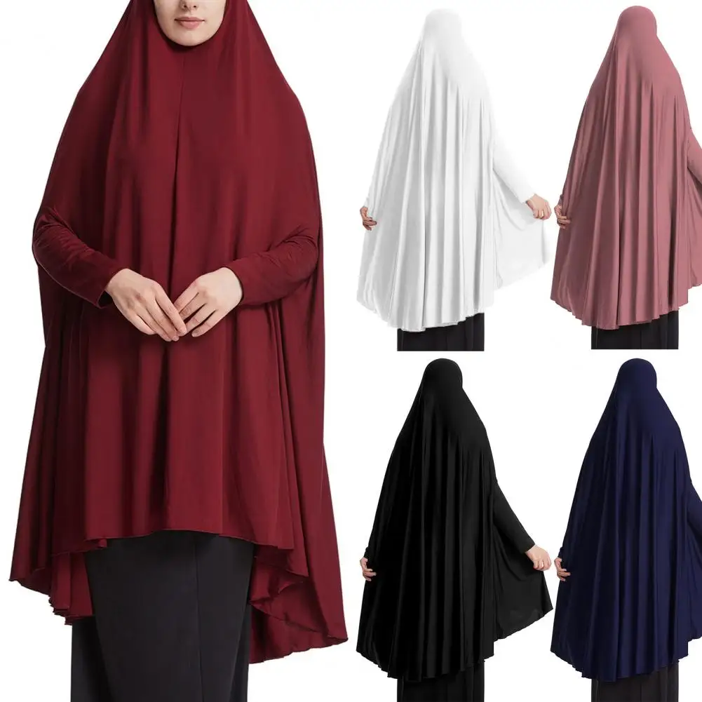 

Women Robe Middle East Arab Vintage Oversized Hem Long Sleeve Robe Pleated Hem Muslim Hijab Retro Robe with Hooded Midi Robe