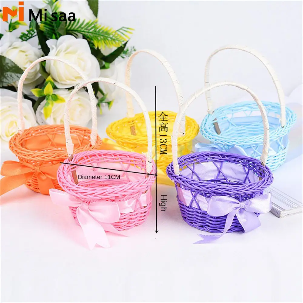 Picnic Basket Feels Comfortable Environmentally Friendly Knit Hand-woven Rattan Flower Basket Handwork Holiday Decoration