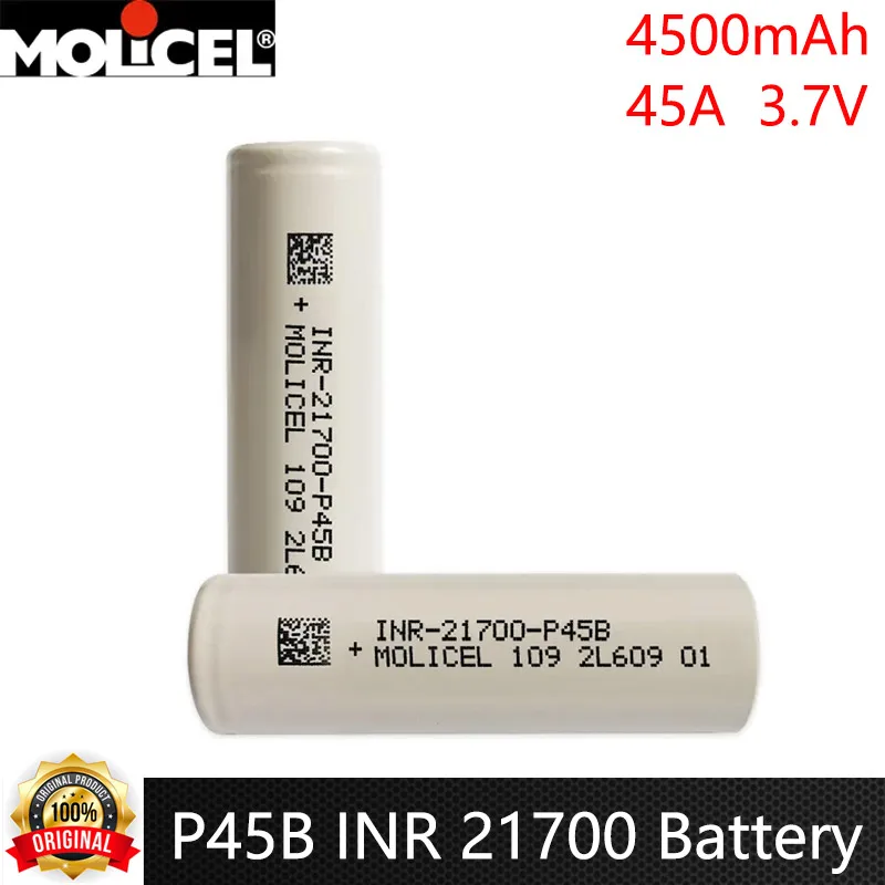 

Original Molicel P45B INR 21700 Battery 4500mAh CDR 35A Max 45A 3.7V High-power Rechargeable Li ion Battery For Flashlight Toys