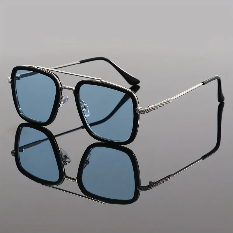 Übergroße Herren-Modebrille mit quadratischem Rahmen, dunkel bis bernsteinfarben, Tönung für lässige Streetwear-Modeaccessoires, stilvolle Brille – Detail 1