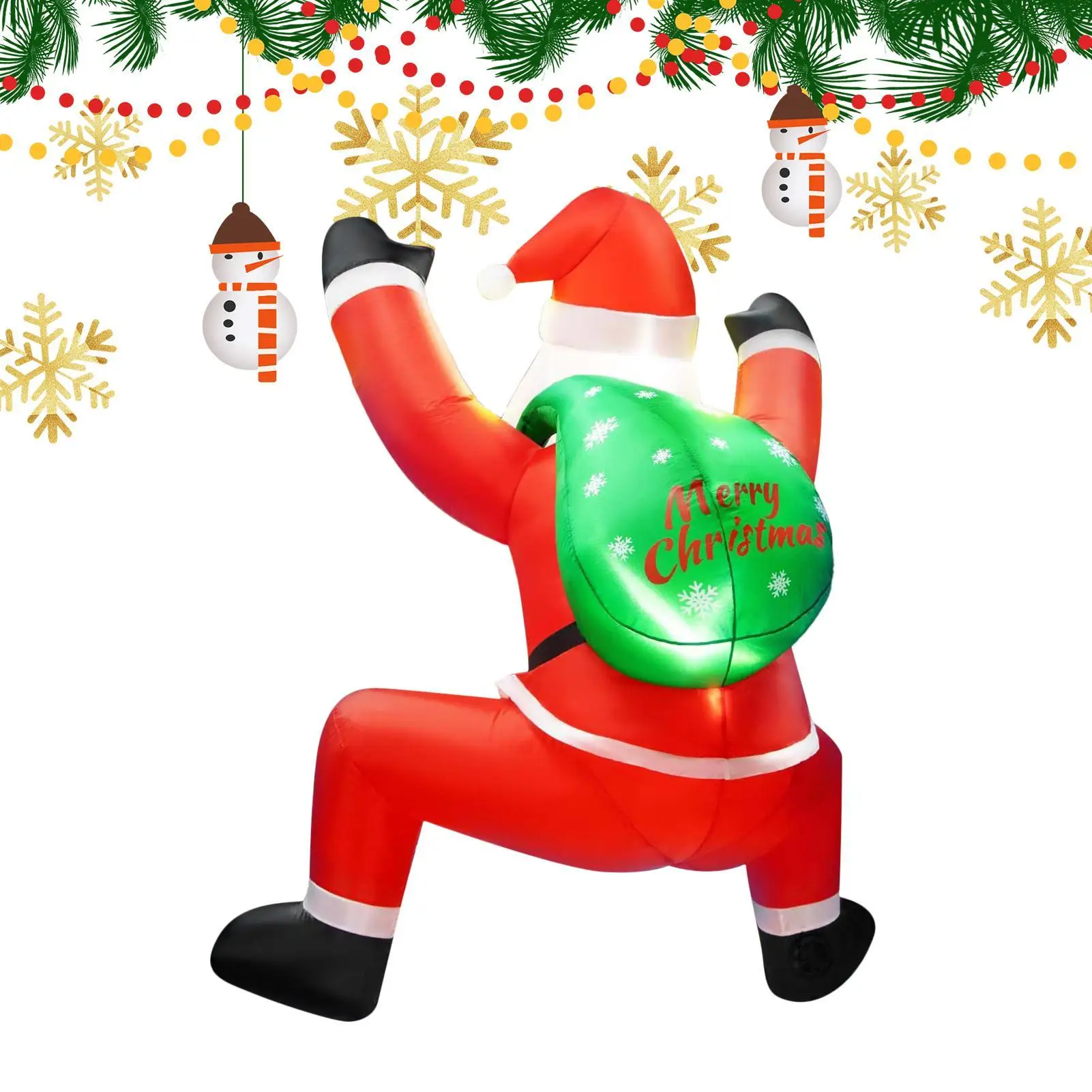 

Надувной Санта-Клаус 6 футов с подсветкой, надувные игрушки Санта-Клауса, уличное рождественское украшение для патио, окна, сада, двора