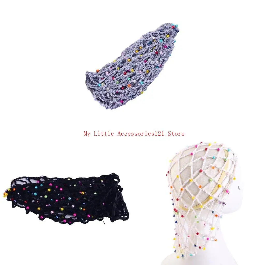 

Mesh Crochet Hair Net Polyester Knit Snood Hat Cover Prom Event Headpiece Hair Cover for Women Long Hair Curly Hair