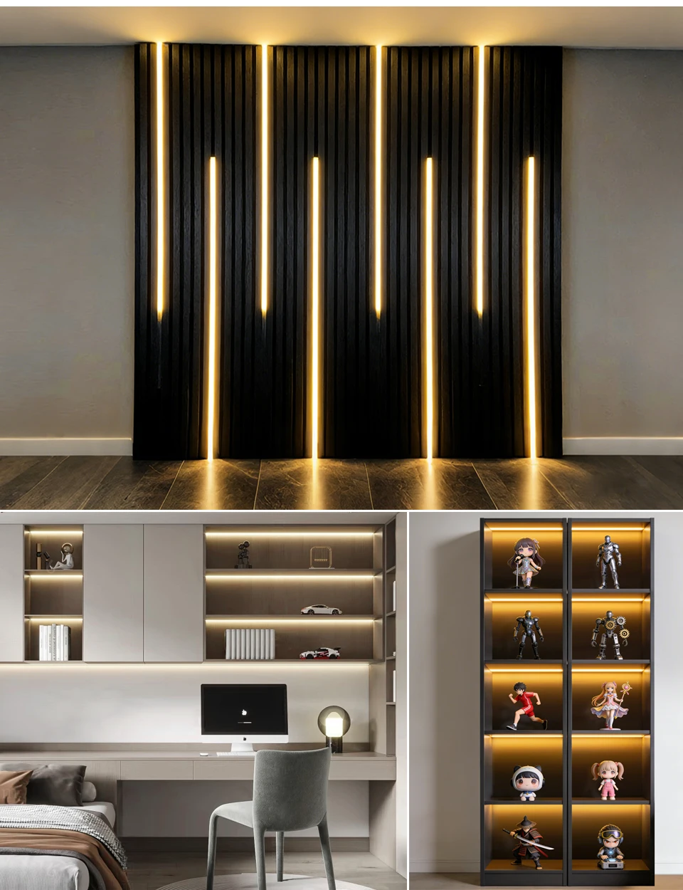 Intelligenter Bluetooth-App-gesteuerter dimmbarer COB-LED-Lichtstreifen für TV, akustische Wandpaneele, Vitrinen, Bücherregale, Hintergrundbeleuchtung, Dekoration – Detail 8
