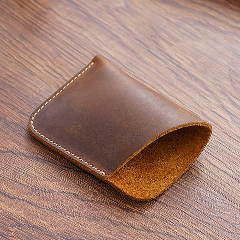 Vintage Leather Card Holder Organizer Bill Storage Bag Cowhide Men's Wallet