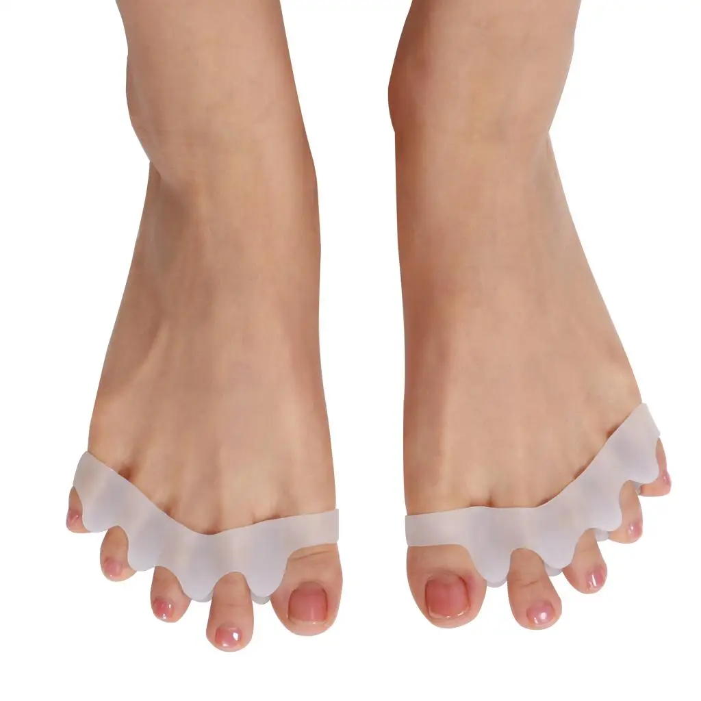 1 Pair of White Silicone Toe Straighteners Separator Hallux Valgus Bunion Sore  Pain Relief for Both Men Women