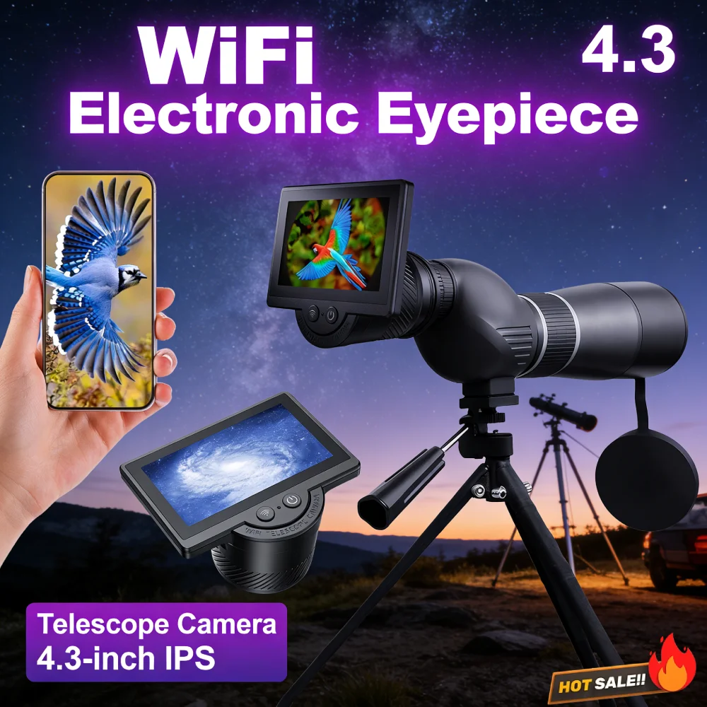 

Электронный окуляр WiFi с камерой 1080P и 4,3-дюймовым IPS-экраном для астрономических телескопов