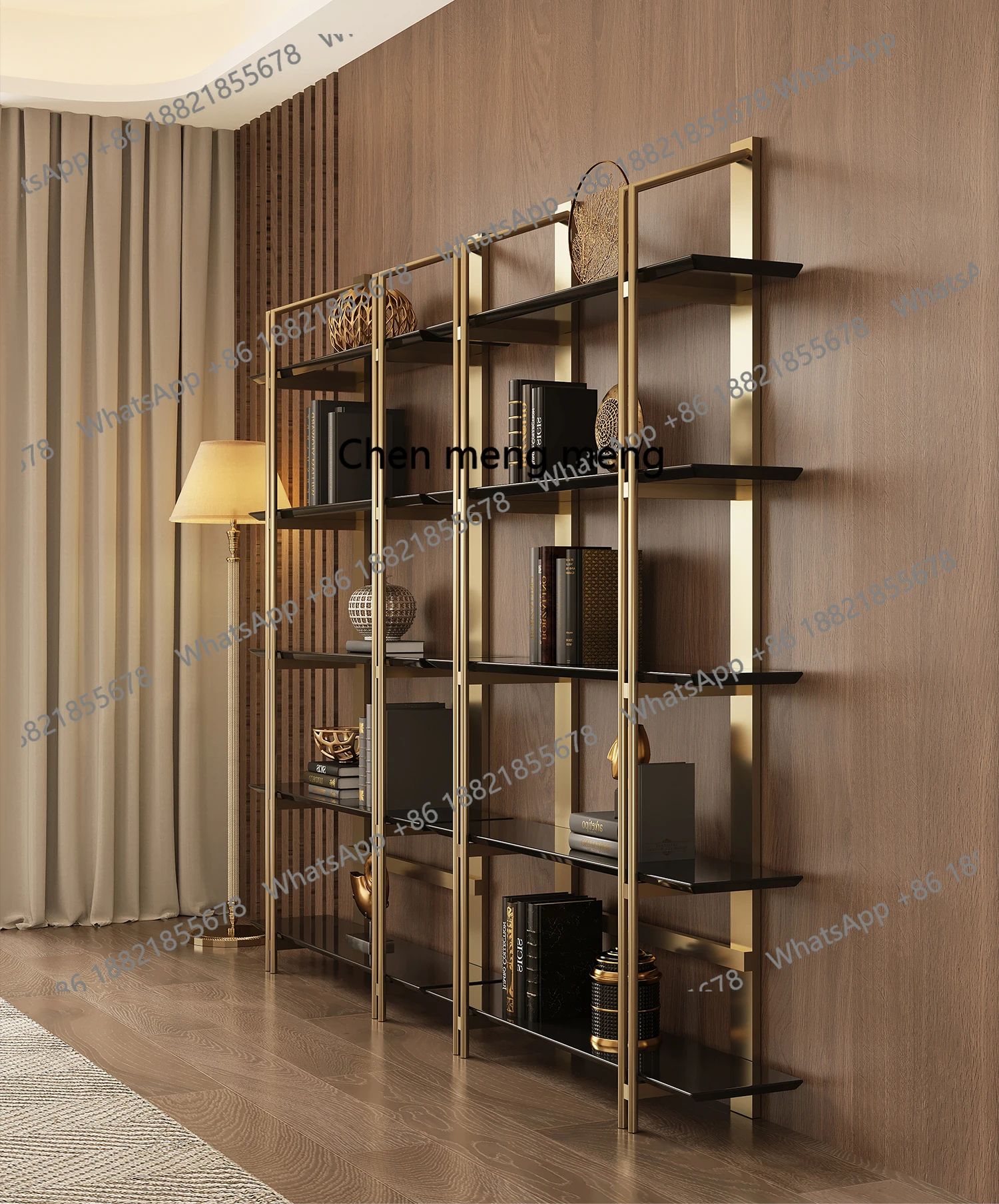 

Italian bookshelf floor-to-ceiling shelf study wall integrated locker light luxury high-end bookcase