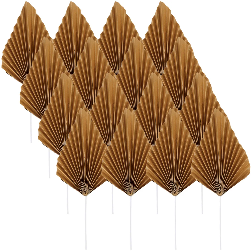 16 Pcs Palm Leaf Insert Edible Cupcake Food Picks Boho Happy Birthday Decorations Party Dessert Topper Ornament Toppers