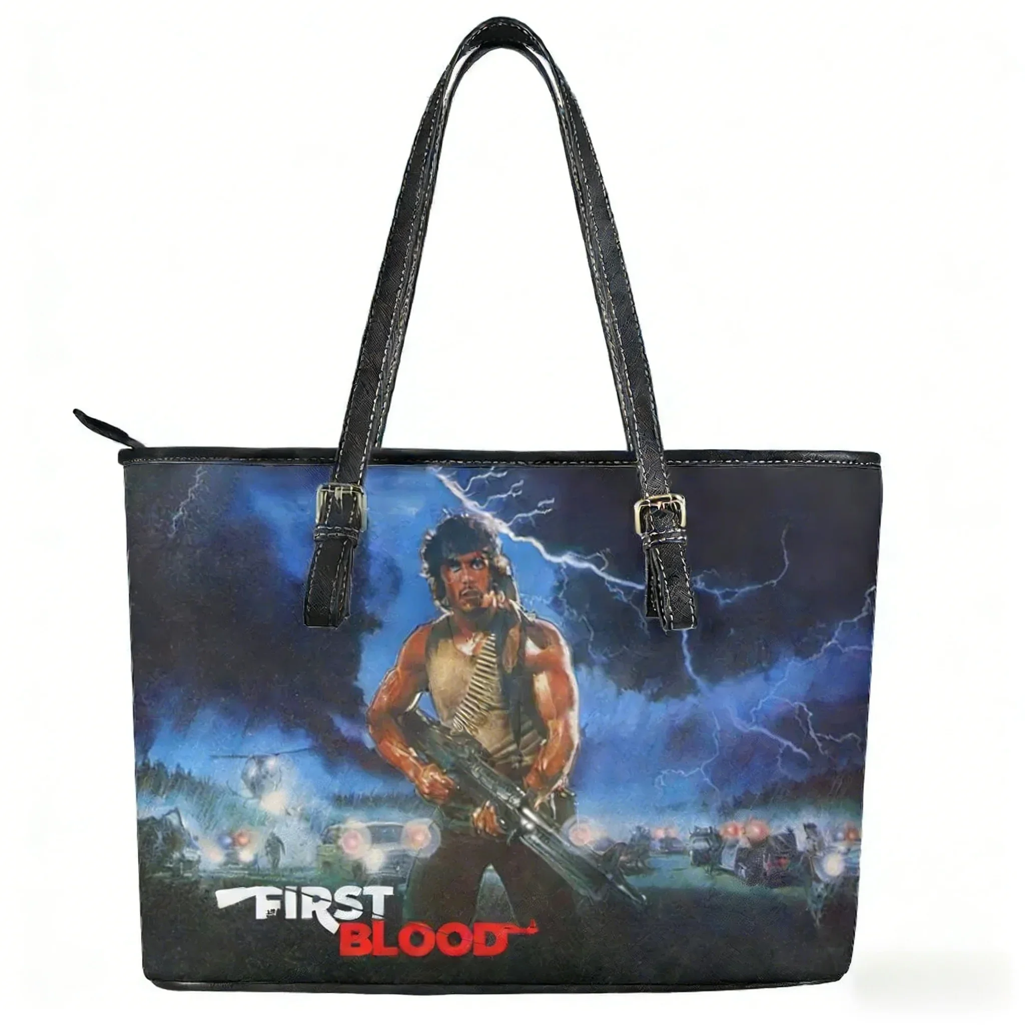 John Rambo First Blood Movie Custom Handbag Women Mens Personalized Tote Bag Shoulder Bag Business Leather Purse Travel Bag Gift