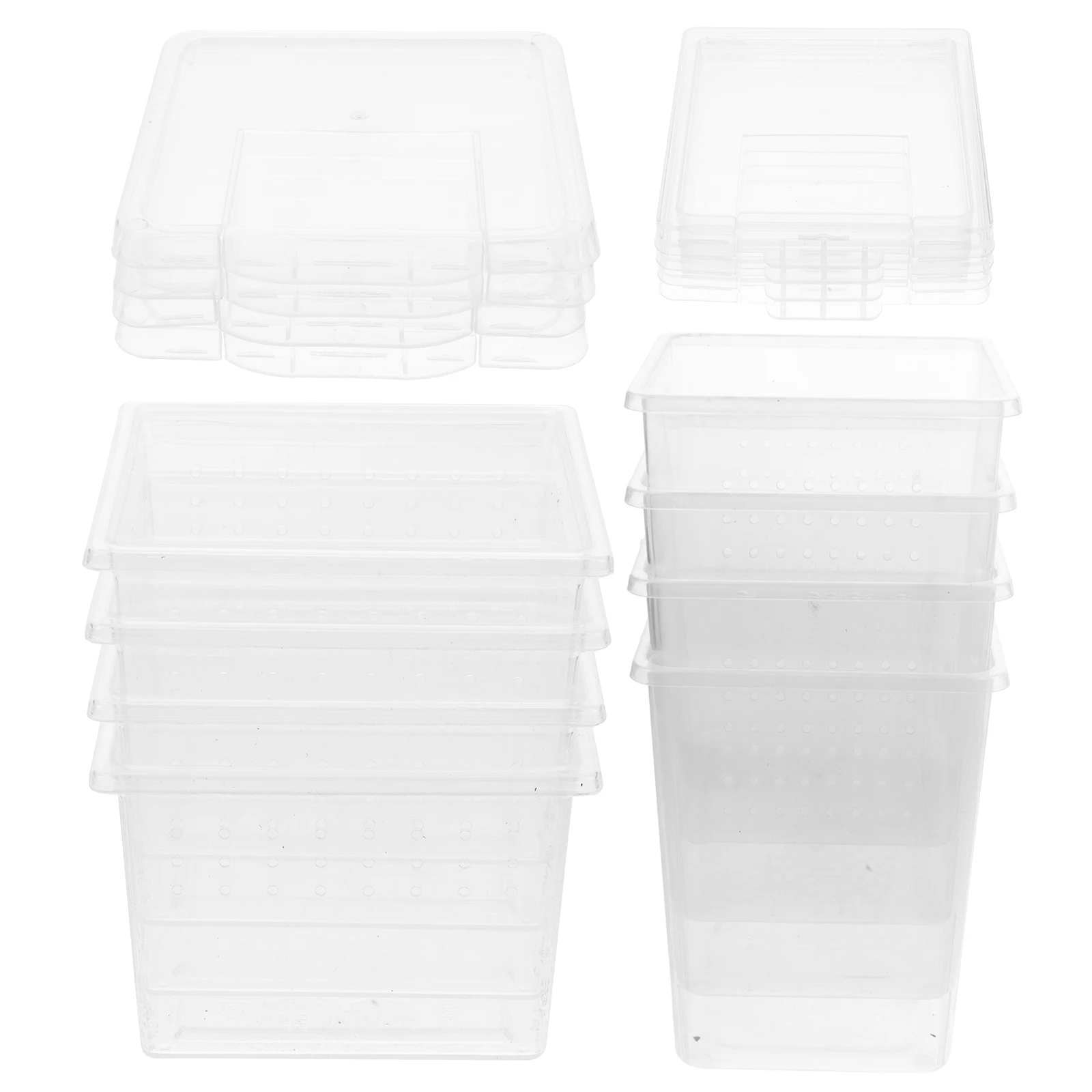 

8Pcs Pet Spider Breeding Box Transparent Reptile Cage Ventilated Portable Snake Feeding Keeper Multi-Function Reptile Supply