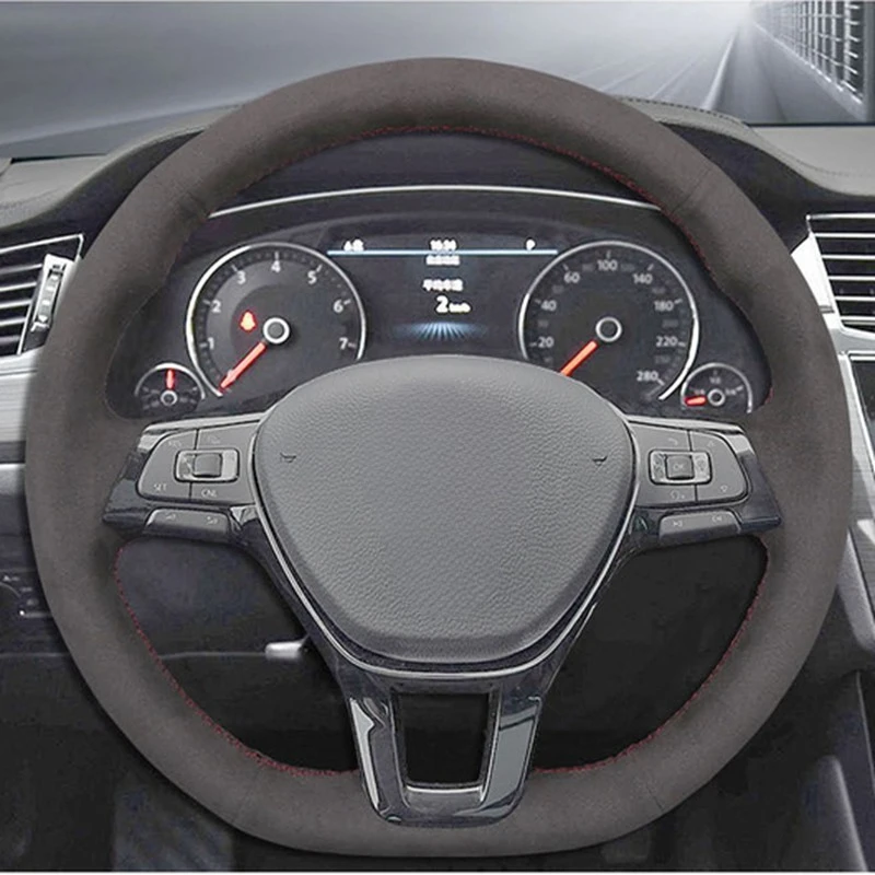 Anti-Slip Wildleder Leder Auto Lenkrad Geflecht Abdeckung Für Volkswagen VW Golf7 Mk7 Neue Polo Jetta Passat B8 Tiguan Sharan