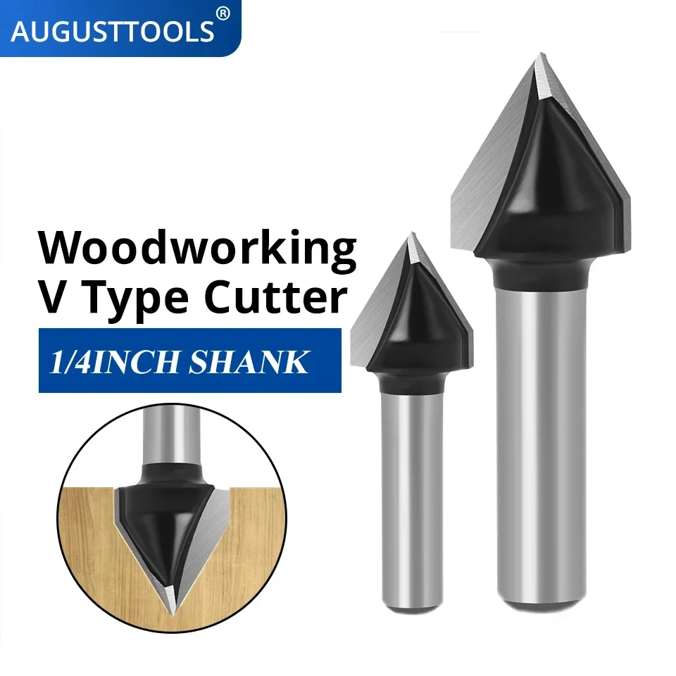 V-Groove Router Bit Set 6/8Mm Schacht, Houtsnijwerk Gereedschap Voor Cnc Router, Houtbewerking, Duurzame Constructie, Precisie Snijden