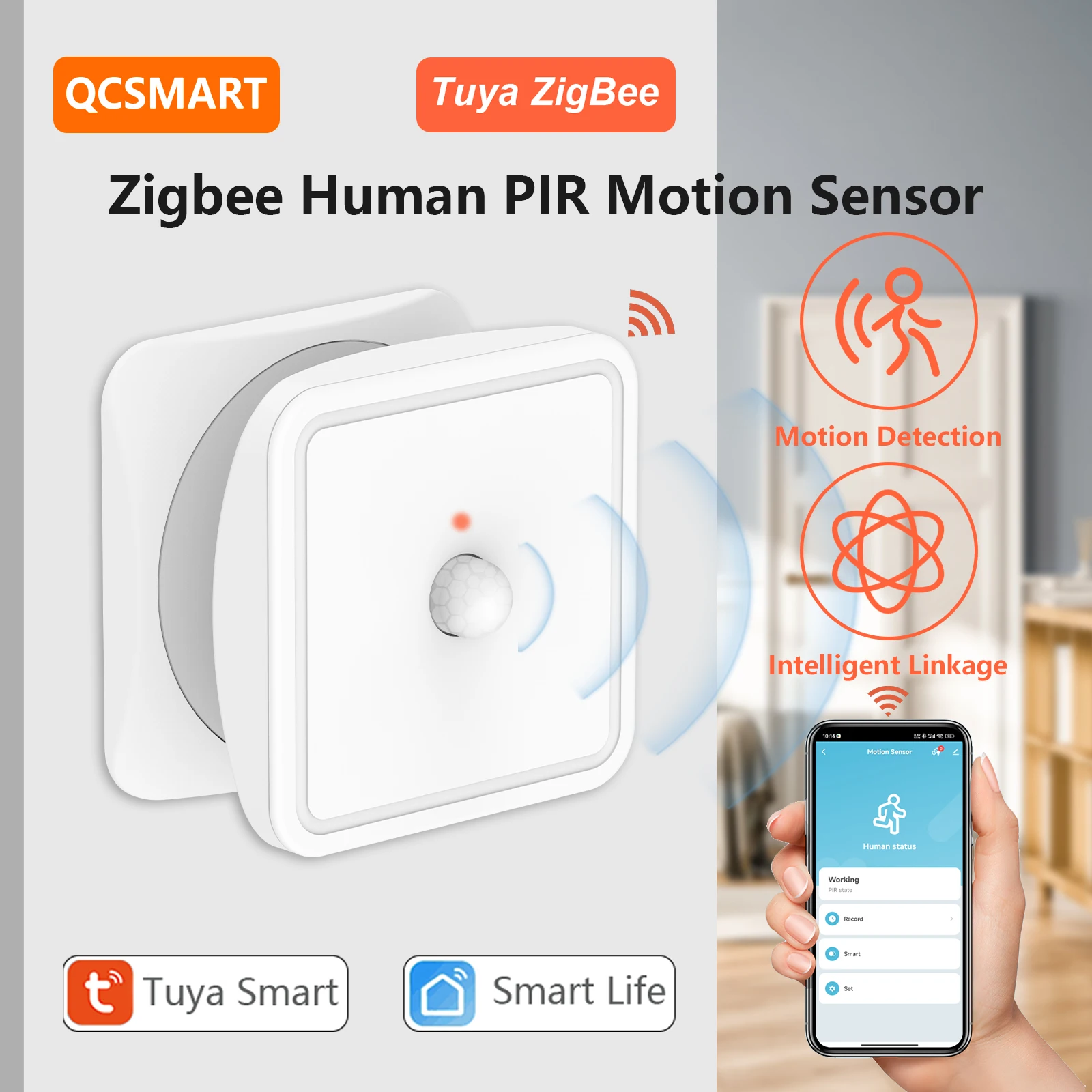 Tuya Smart Life ZigBee Intelligenter menschlicher Bewegungssensor, PIR-Sicherheitswarnung, Heimschutz, Szenenverknüpfungssteuerungssystem