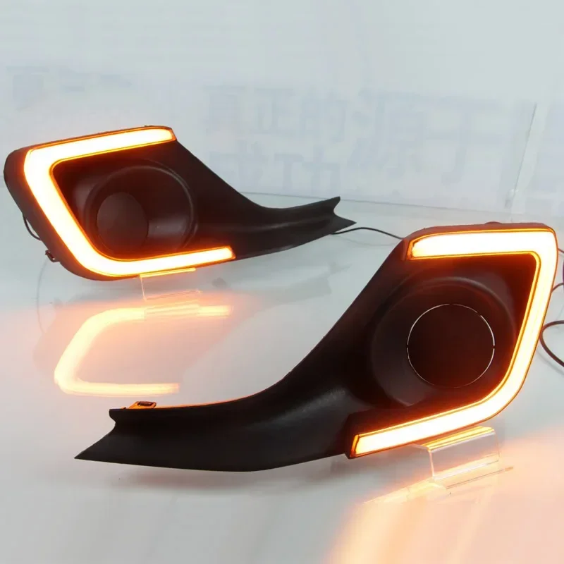 Car LED Daytime Running Headlamps For Suzuki Swift 2017 2018 2019 Daylights Yellow Turn Signal Auto DRL Foglamp view 5