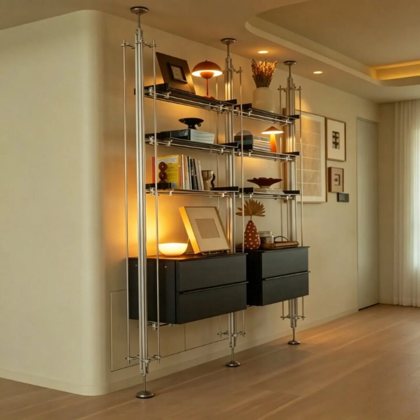 Aluminum profile display cabinet combination living room home display cabinet floor-to-ceiling rack