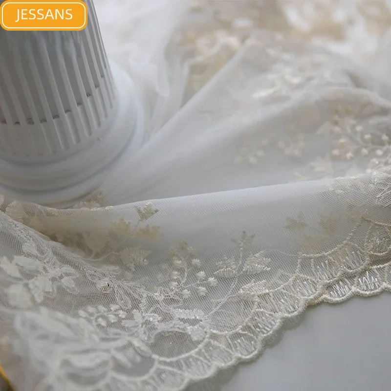 French Light Luxury Princess Embroidery Hollow Blank Gauze Lace Screen Curtains for Living Room Bedroom Bay Window Customization