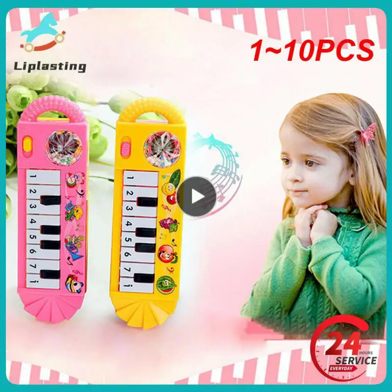 Brinquedo musical portátil para bebê, teclado de piano portátil, alimentado por bateria, plástico, instrumento musical, brinquedos educativos precoces, 1 a 10pcs