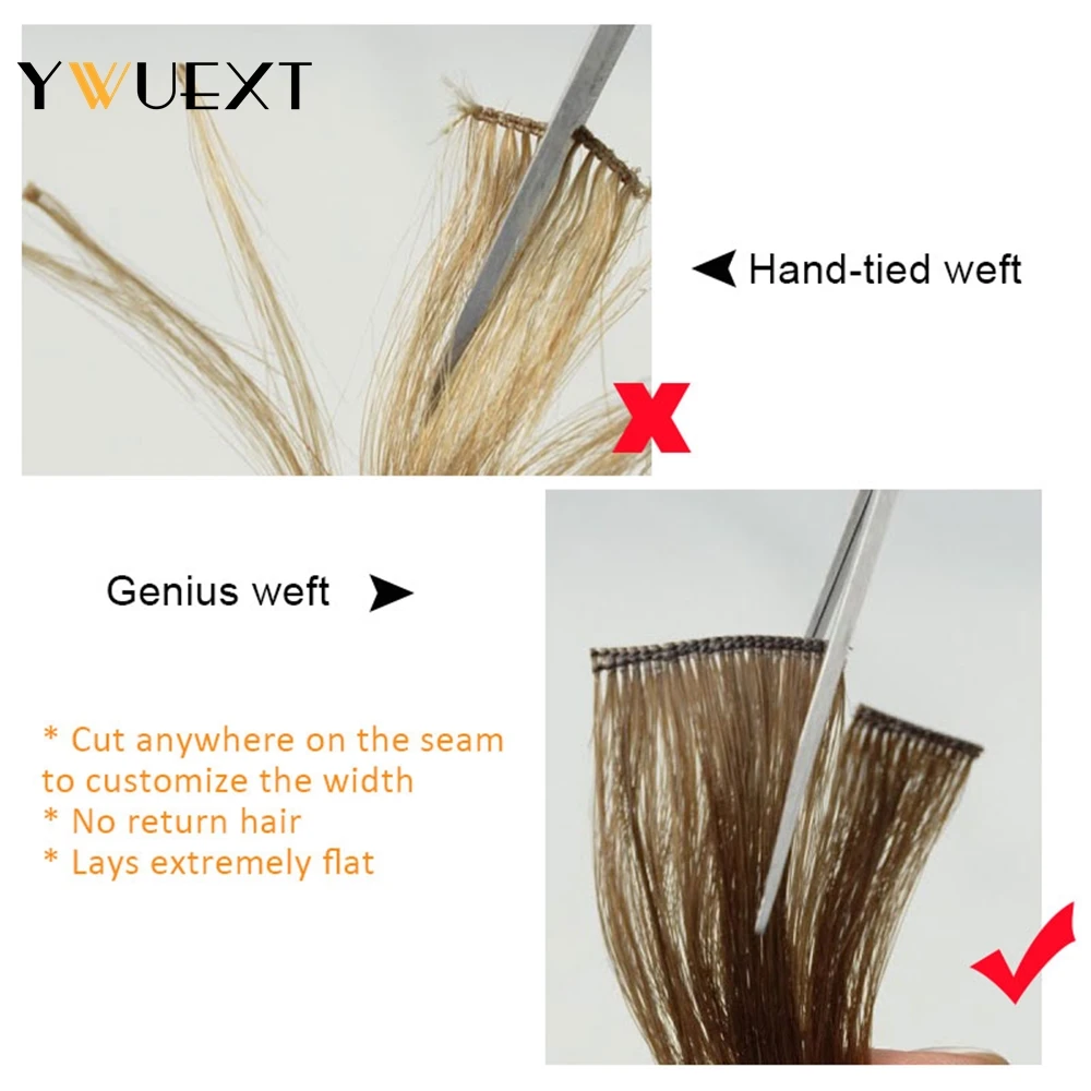 YWUEXT Genius Trama Estensioni dei capelli umani 12-20 pollici Capelli Remy fatti a macchina Capelli flessibili Tesse Diritto naturale 40-50g