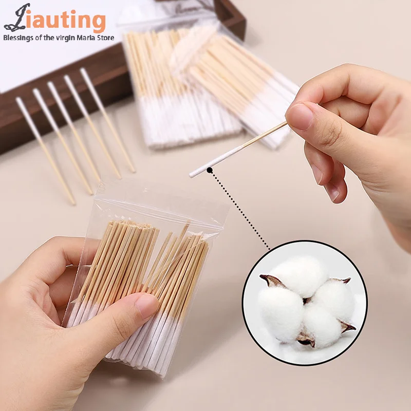 30/60pcs Nails Wood Cotton Swab Cleaning Microbrush Eyelash Sticks Buds Tip Ear Toothpick Makeup Eyebrow Sticks Glue Removing