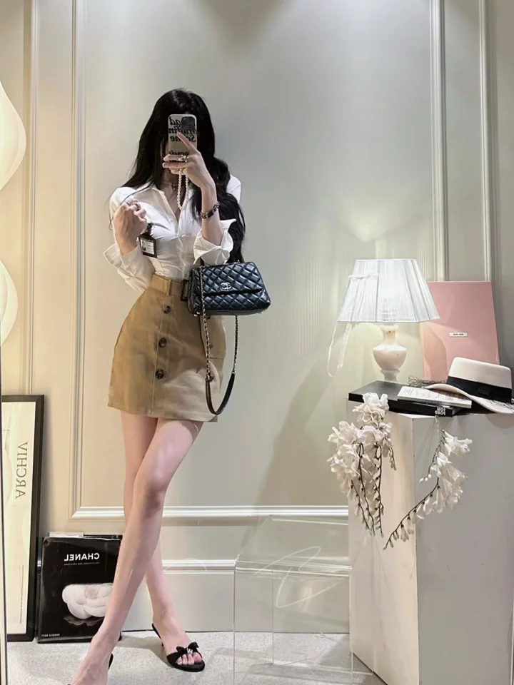 

Комплект из облегающей юбки-обертки и топа Seoul Femme Fat Korean Pure Desire для взрослых женщин, осенняя модная одежда