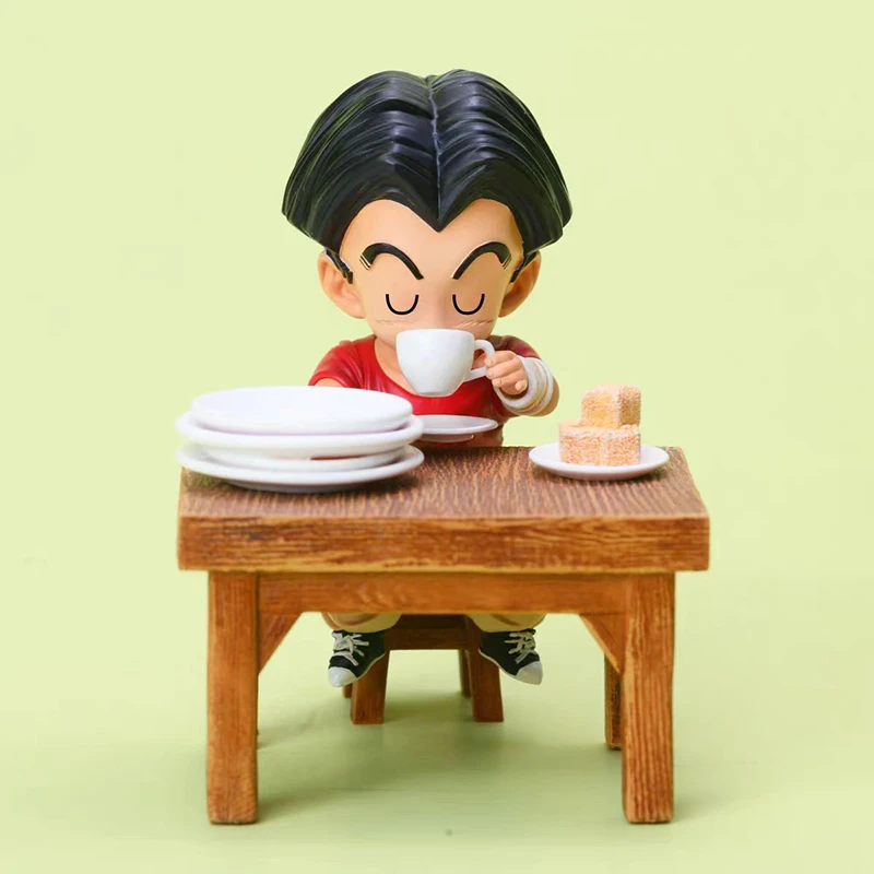 Anime Android18 Dragon Ball Z Figure Kuririn Action Figure Dining Scene Saiyaman Gohan Figurine Eating Food Statue PVC Model Toy