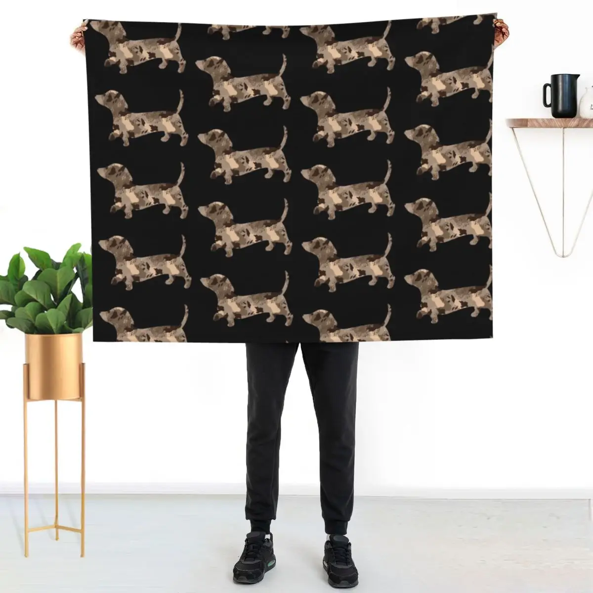 

Dapple Dachshund Dog Pattern Throw Blanket Soft Home Decor Blanket for Couch Bedroom