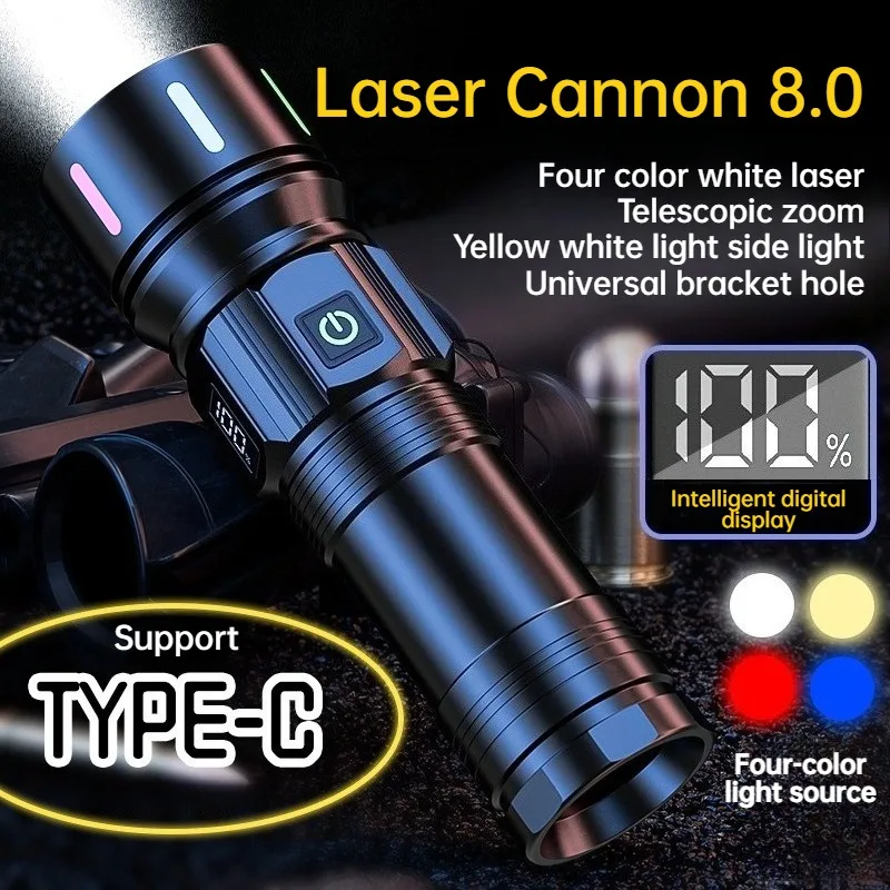 

Мощный светодиодный фонарь с телескопическим зумом, USB-зарядкой, для кемпинга, патрулирования, ночной рыбалки