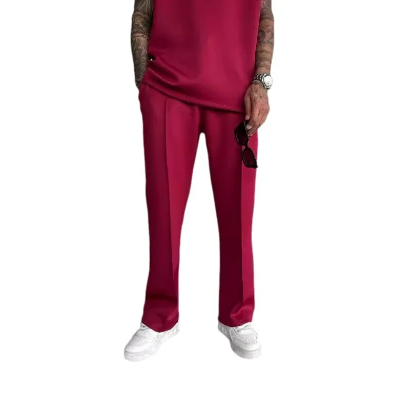 

New European and American Pants Men's All-season Loose Straight Athleisure Trousers Suit Long