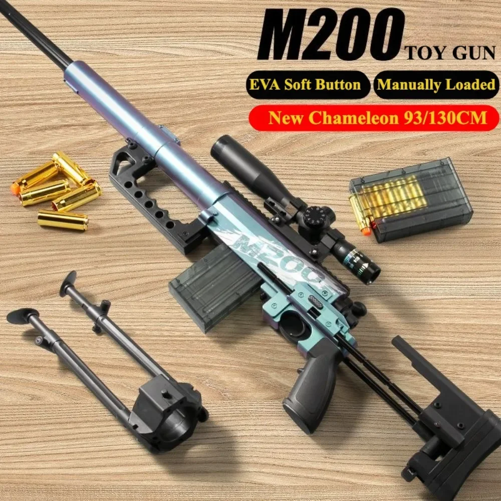 M200 Shell Throwing Soft Bullet Toy Gun Boys Diy Assembly Sniper Rifle Model Manual Loading Can Fire Christmas Gift for Children