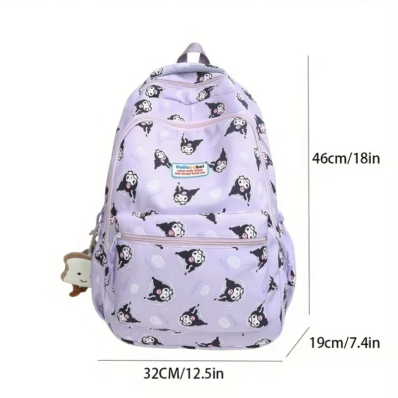 Sanrio Hello Kitty Kuruomi Knapsack Cartoon Anime Student Teenagers Large Capacity Backpack Fashion Convenient Travel Bags Girl