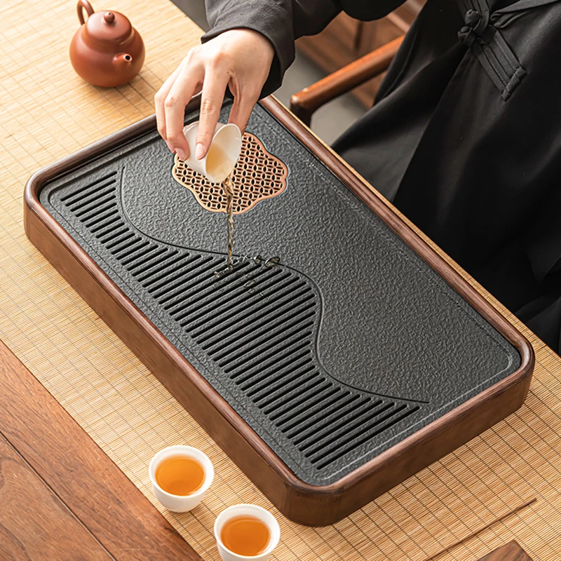 Storage Tableware Tea Tray Serving Luxury Table Office Drip Chinese Desk Tea Tray Living Room Dishes Bambu Home Decorationgs